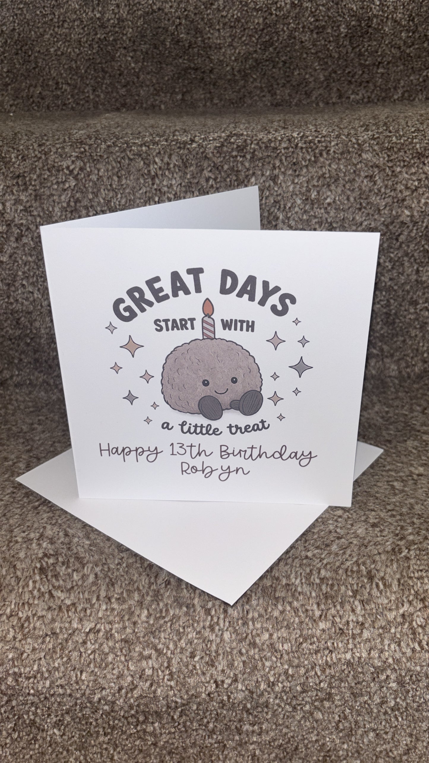 Personalised Jellycat Inspired Birthday Card | Custom Name Card | Cute Birthday Treat Card | 6x6 Inch Greeting Card | Jellycat Style Birthday Card