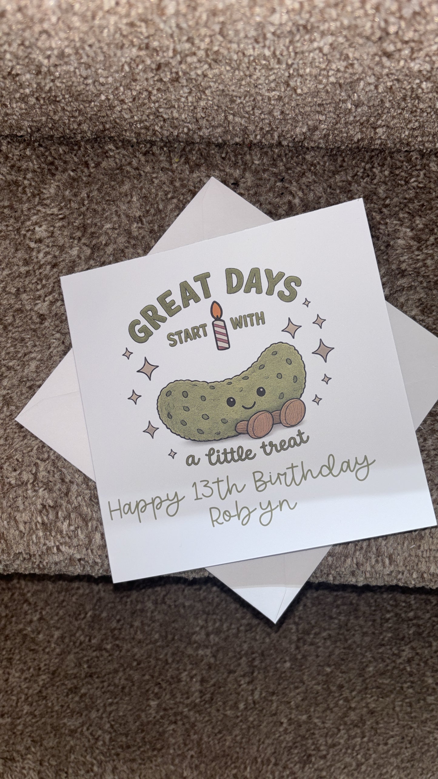 Personalised Jellycat Inspired Birthday Card | Custom Name Card | Cute Birthday Treat Card | 6x6 Inch Greeting Card | Jellycat Style Birthday Card