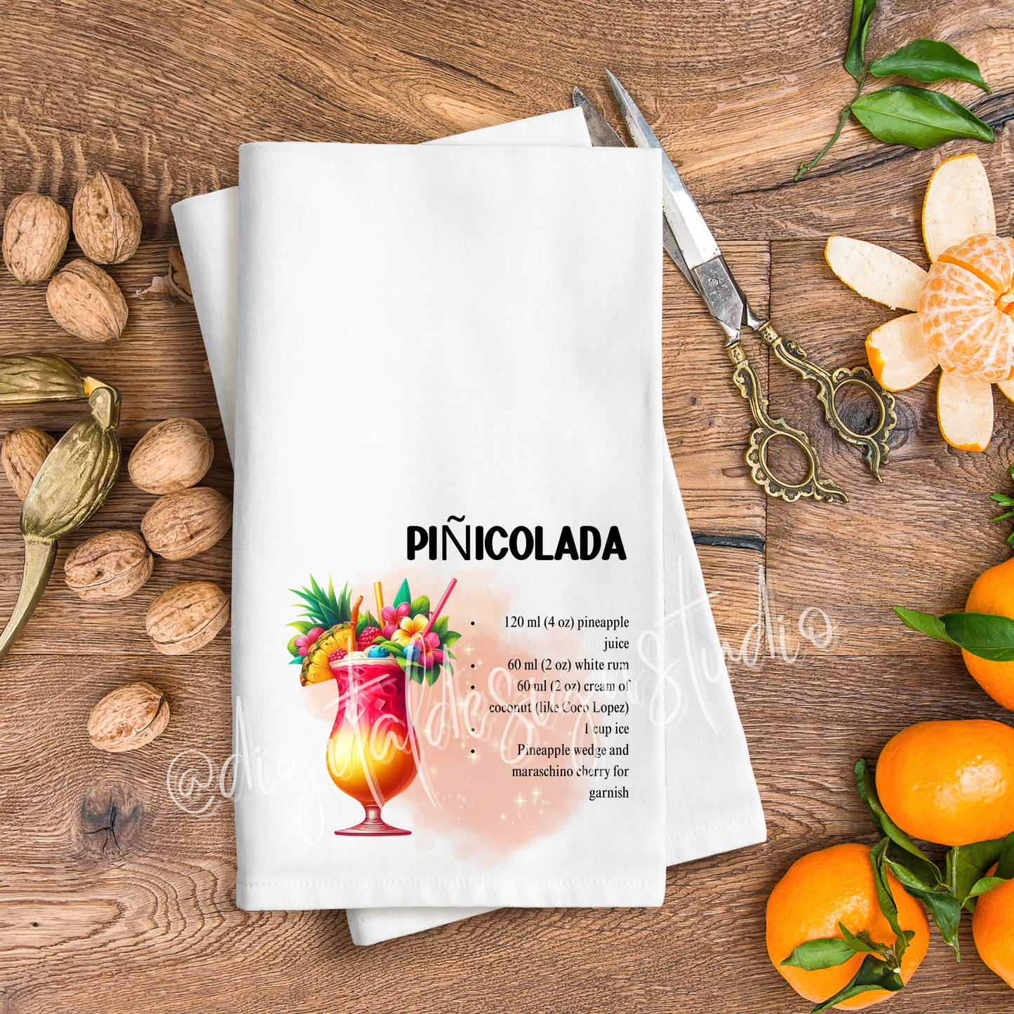 Cocktail Recipe PNG Bundle – Piña Colada, Cosmopolitan, Mojito, Daiquiri & Margarita Digital Download