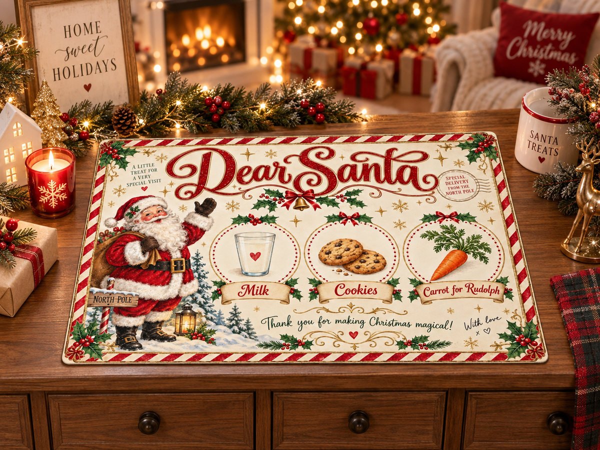 10 Vintage Santa Treat Mat Designs | Christmas Eve Snack Mat Bundle | Milk Cookies & Carrot for Rudolph | Digital Download