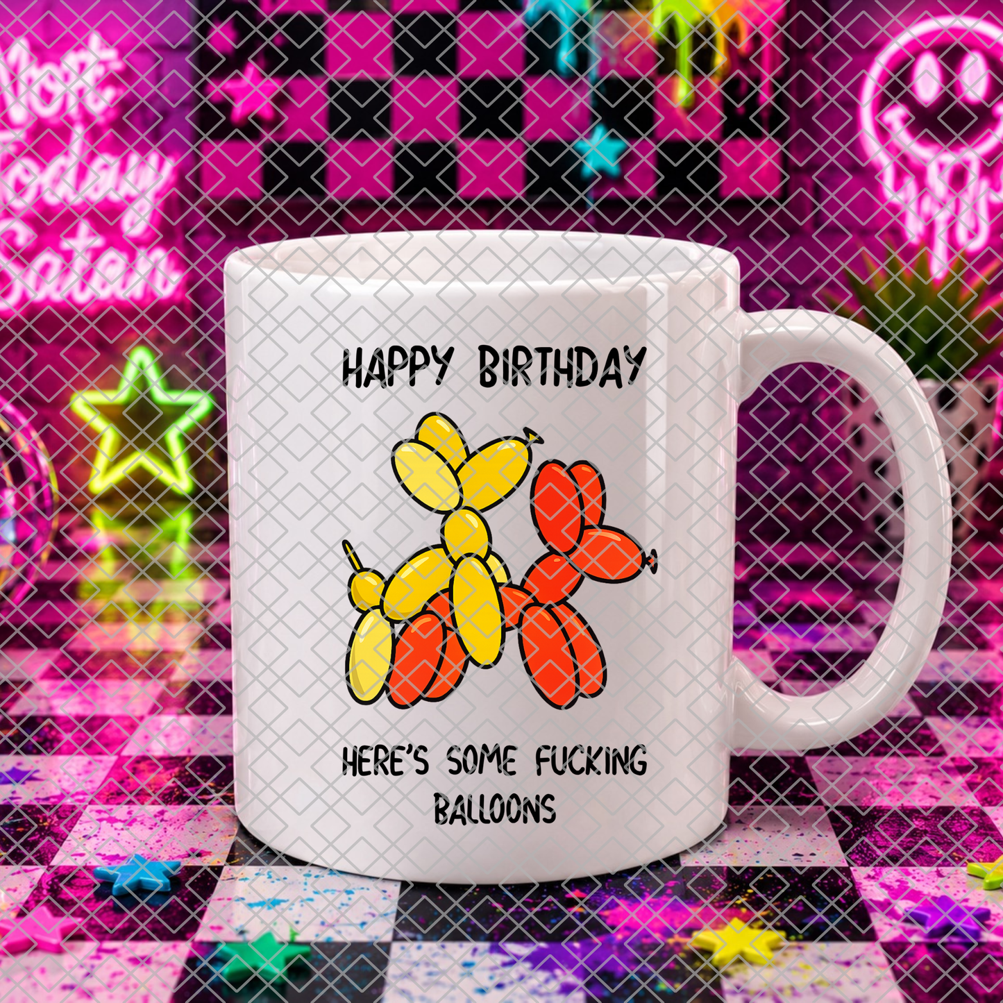 Funny Birthday Mug - Dog Balloon Design - 11oz Ceramic Coffee Mug - Novelty Gift
