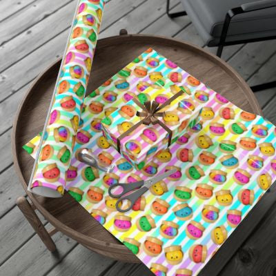 A3 Kawaii Dumpling Wrapping Paper Sheets | Cute Pastel Gift Wrap | Funny Food Gift Wrap | Colourful Aesthetic Wrapping Paper | Choice of 4 Designs