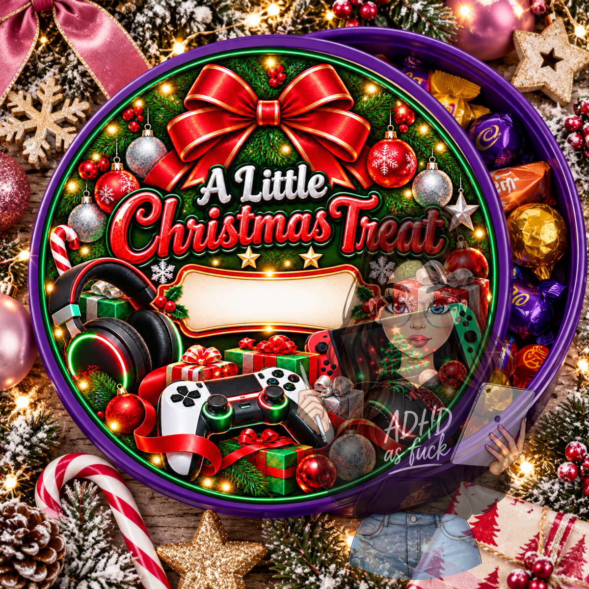 Teen Christmas Treat Topper Sticker PNG Bundle – Set of 10 | Personalised Christmas Chocolate Tub Designs | Digital Download