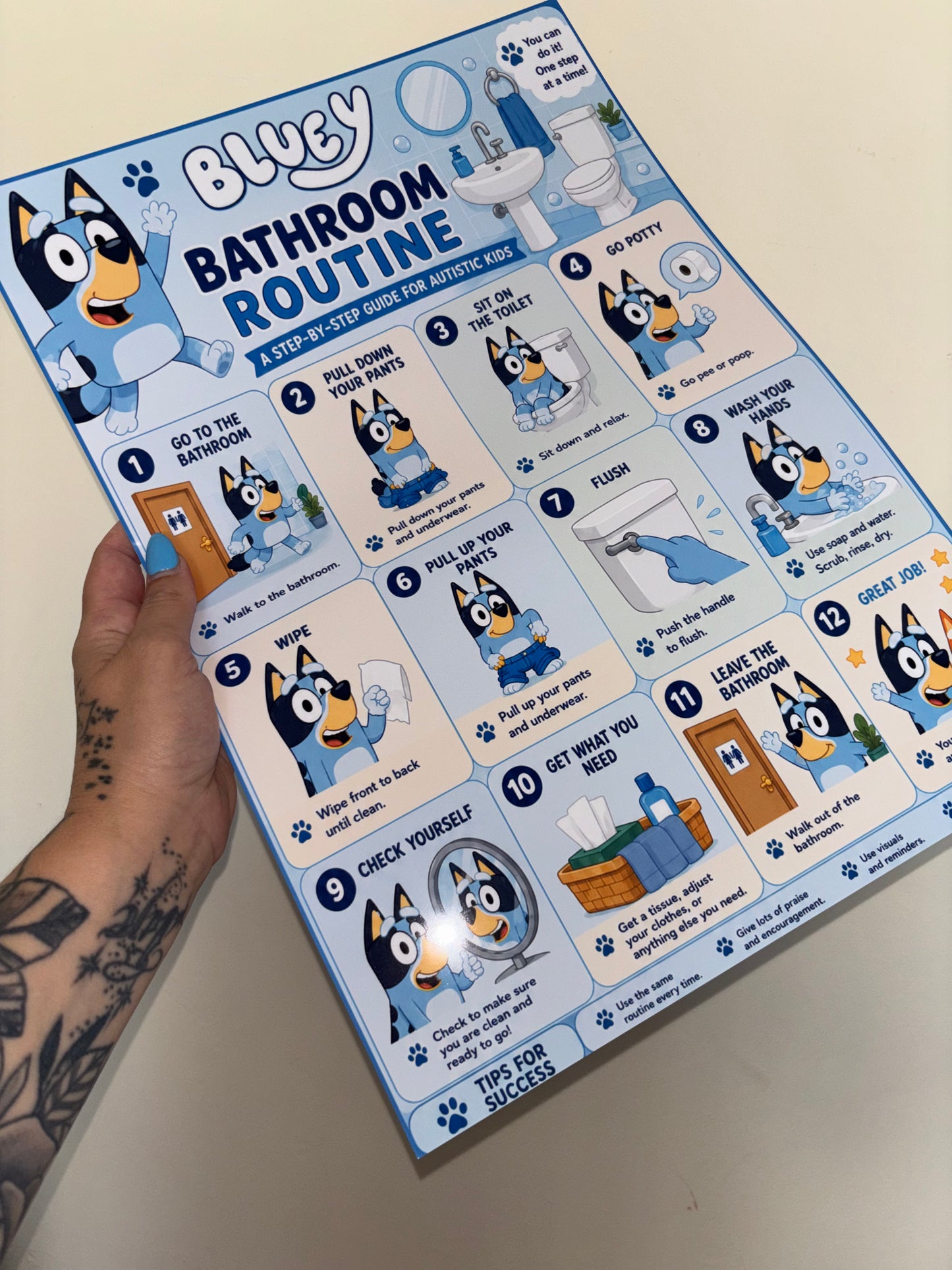 Bathroom Routine Chart – A4 Laminated Visual Toilet Training Chart | Multiple Fun Themes | Potty Training & Daily Routine