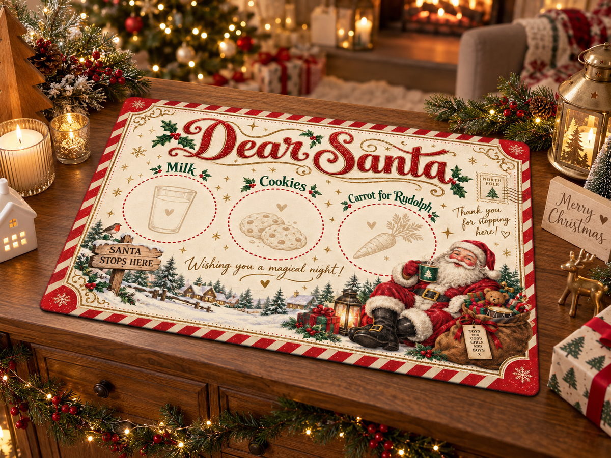 10 Vintage Santa Treat Mat Designs | Christmas Eve Snack Mat Bundle | Milk Cookies & Carrot for Rudolph | Digital Download