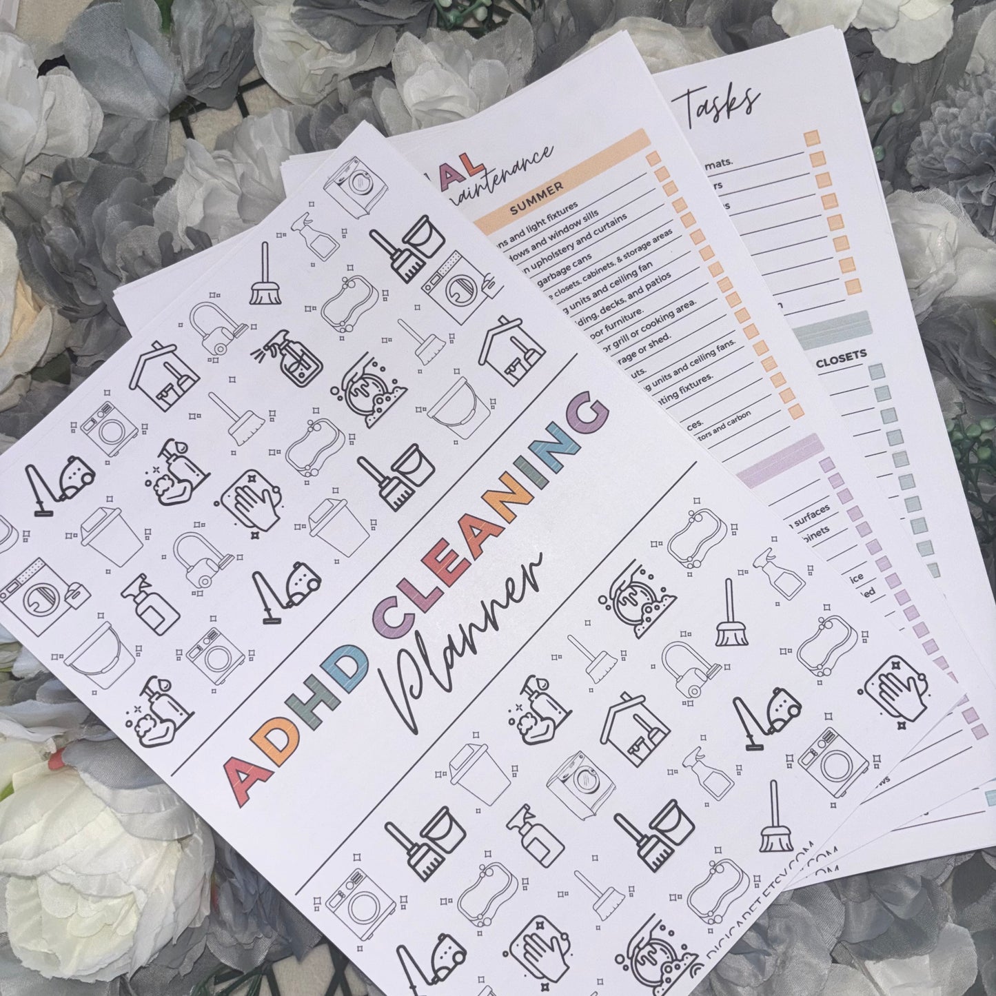 ADHD Cleaning Planner Book | 35 Page Printed & Comb Bound | Daily Weekly Monthly Cleaning Checklist | Neurodivergent Friendly Home Organiser UK