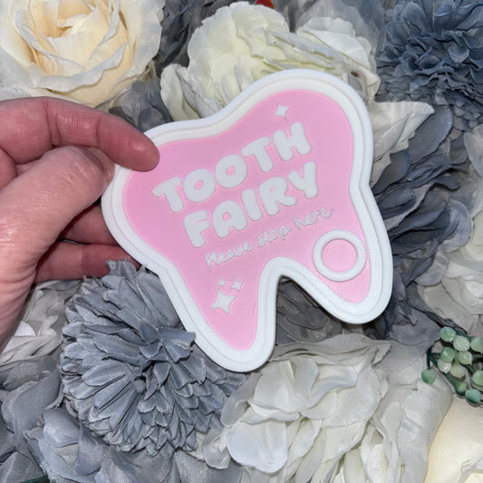 Personalised Tooth Fairy Door Sign | 3D Printed Kids Tooth Plaque | Magical Tooth Fairy Stop Here Sign