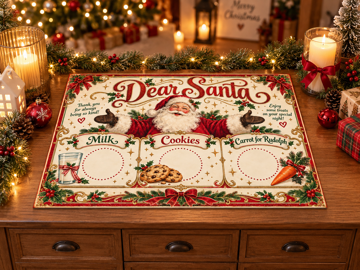 10 Vintage Santa Treat Mat Designs | Christmas Eve Snack Mat Bundle | Milk Cookies & Carrot for Rudolph | Digital Download