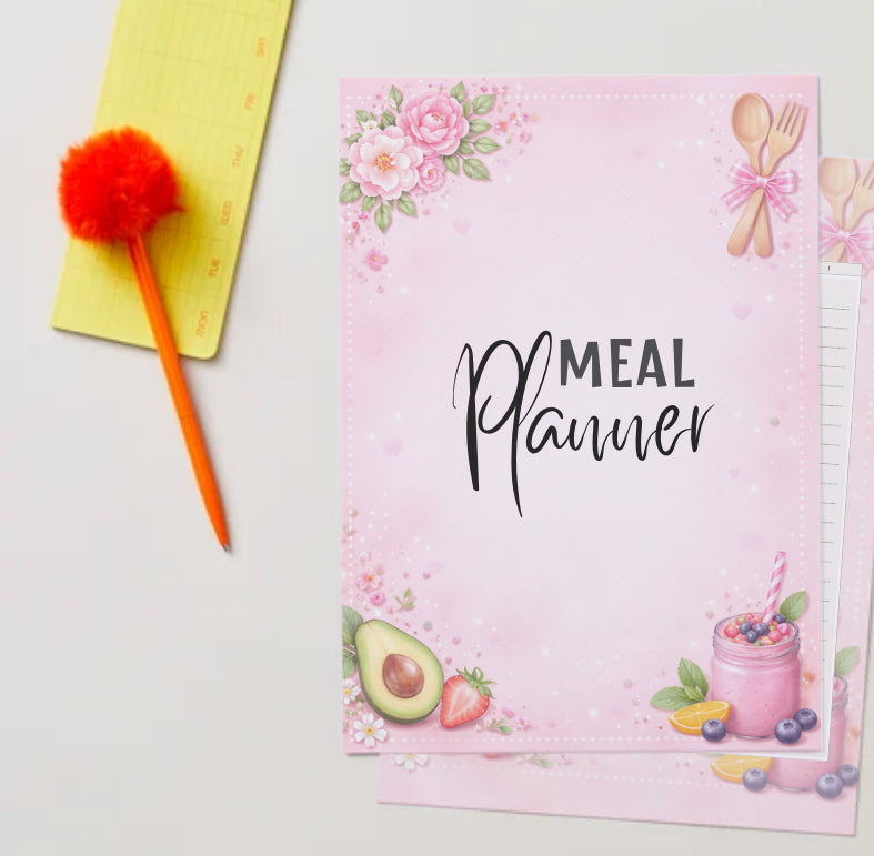 Pink Meal Planner Printable | Weekly & Monthly Meal Planning, Grocery Lists & Self-Care Planner pdf
