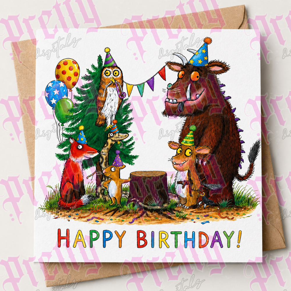 6 Birthday Card Designs Bundle | Cute Animal Birthday Cards | Kids Birthday Card Set | Printable Greeting Cards | Digital Download | No Text Included