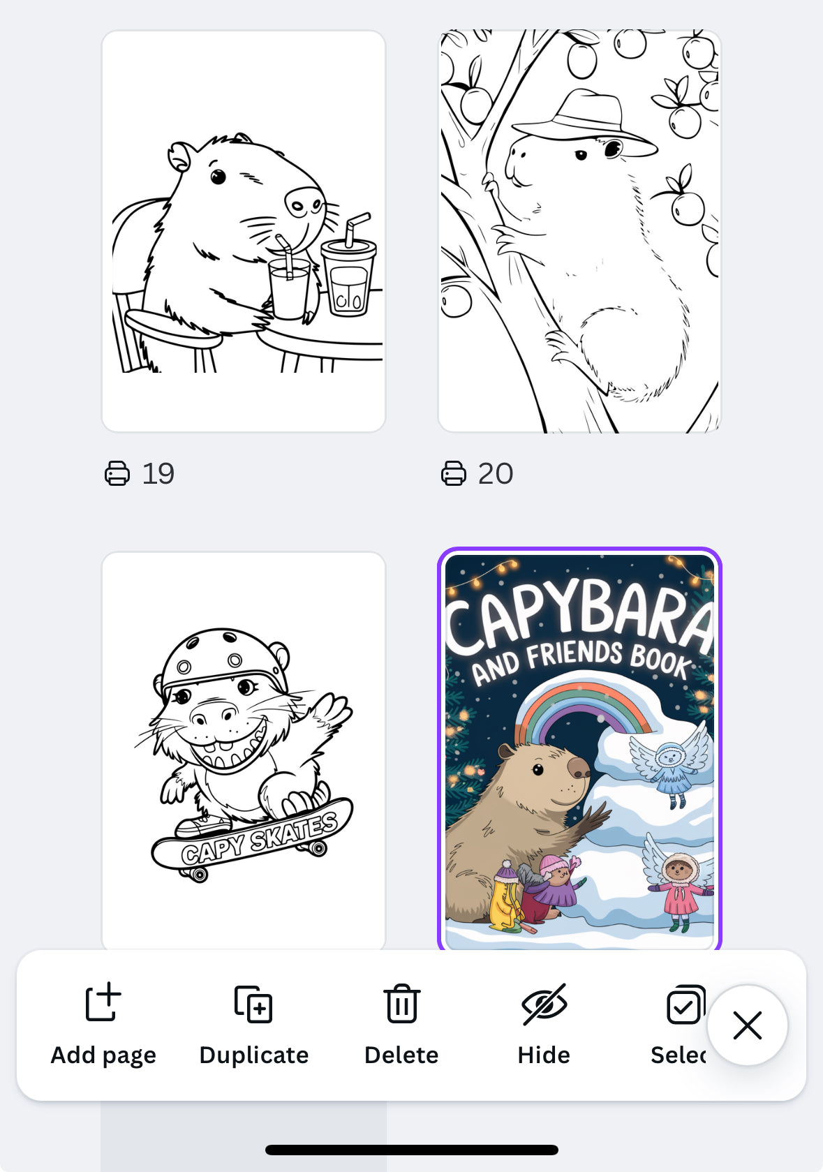 Capybara Colouring Fun! 🩵 21-Page A4 Printable Colouring Book | Cute Capybara Digital Download