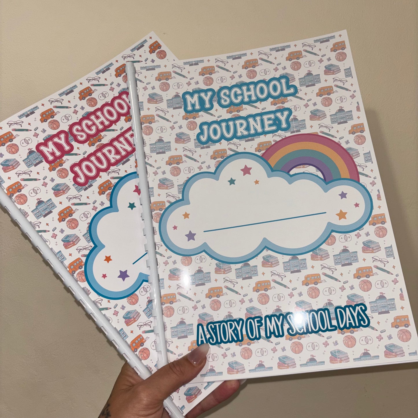 Personalised School Journey Memory Book | Pink or Blue School Years Keepsake | First Day Photos, Memories & Milestones
