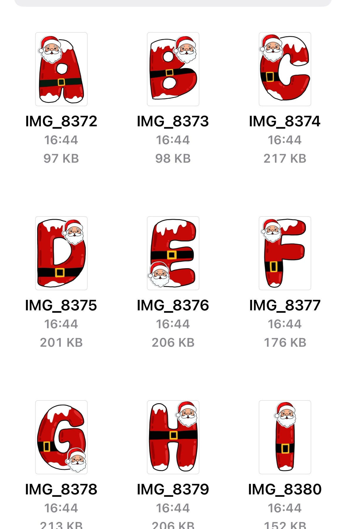 26 png Santa alphabet files