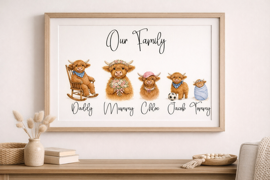 Highland Cow Family Clipart Set – 20 Highland Cows PNG | Family Portrait Creator Digital Download