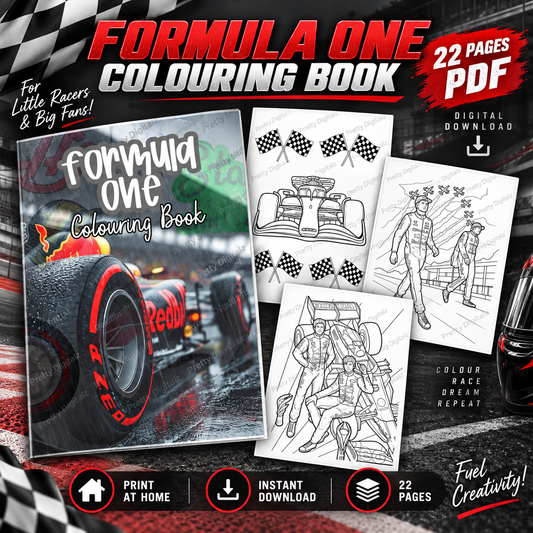 Formula One Colouring Book PDF | 22 Printable Racing Pages | Motorsport Digital Download 🏁🏎️