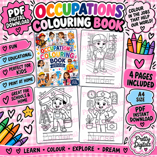 Occupations Colouring Book for Kids | 22 Page Printable PDF | Jobs & Careers Activity Book | Digital Download