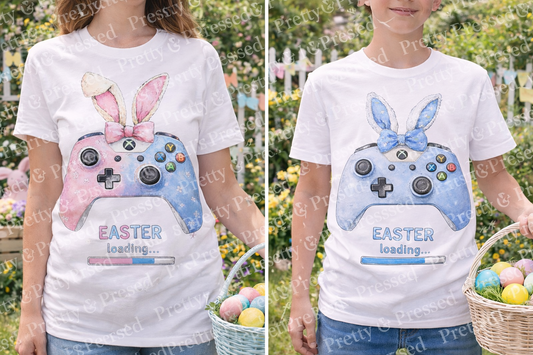 Easter Loading Xbox Bunny Controller T-Shirt – Gamer Easter Matching Family Shirt – Digital Print Design