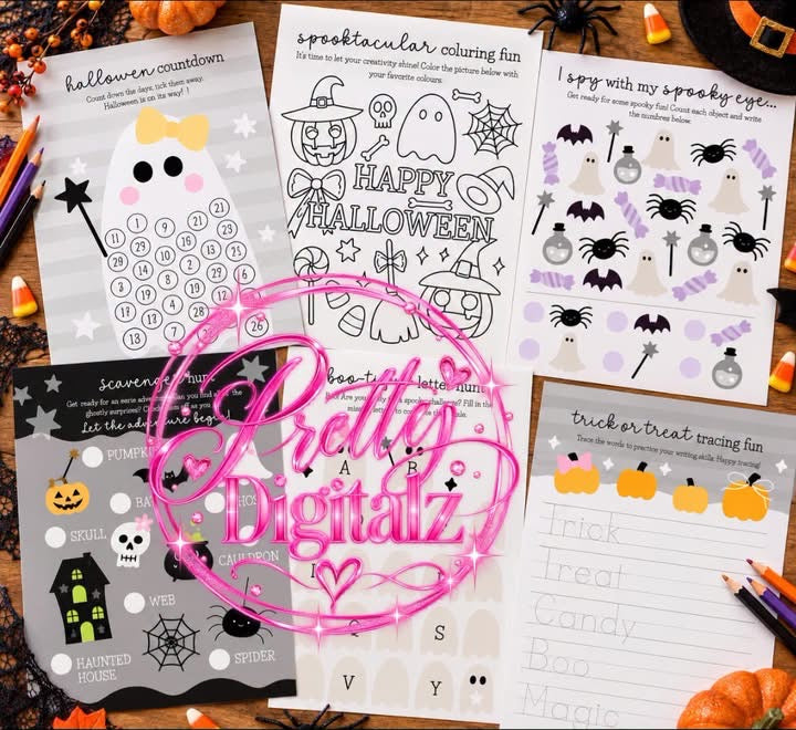 Halloween Kids Activity Pack | Printable Halloween Games & Worksheets | Digital Download 10 Sheets
