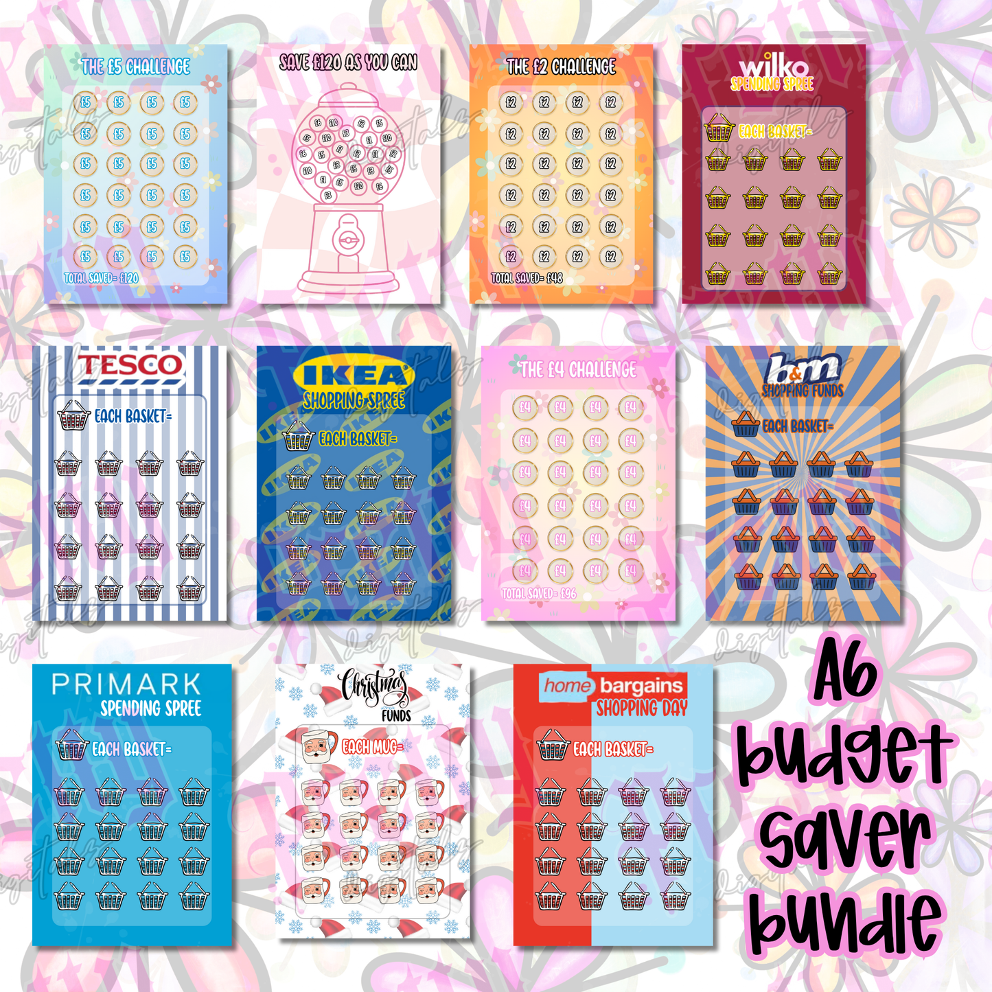 A6 budget binding sheet bundle of 11 png