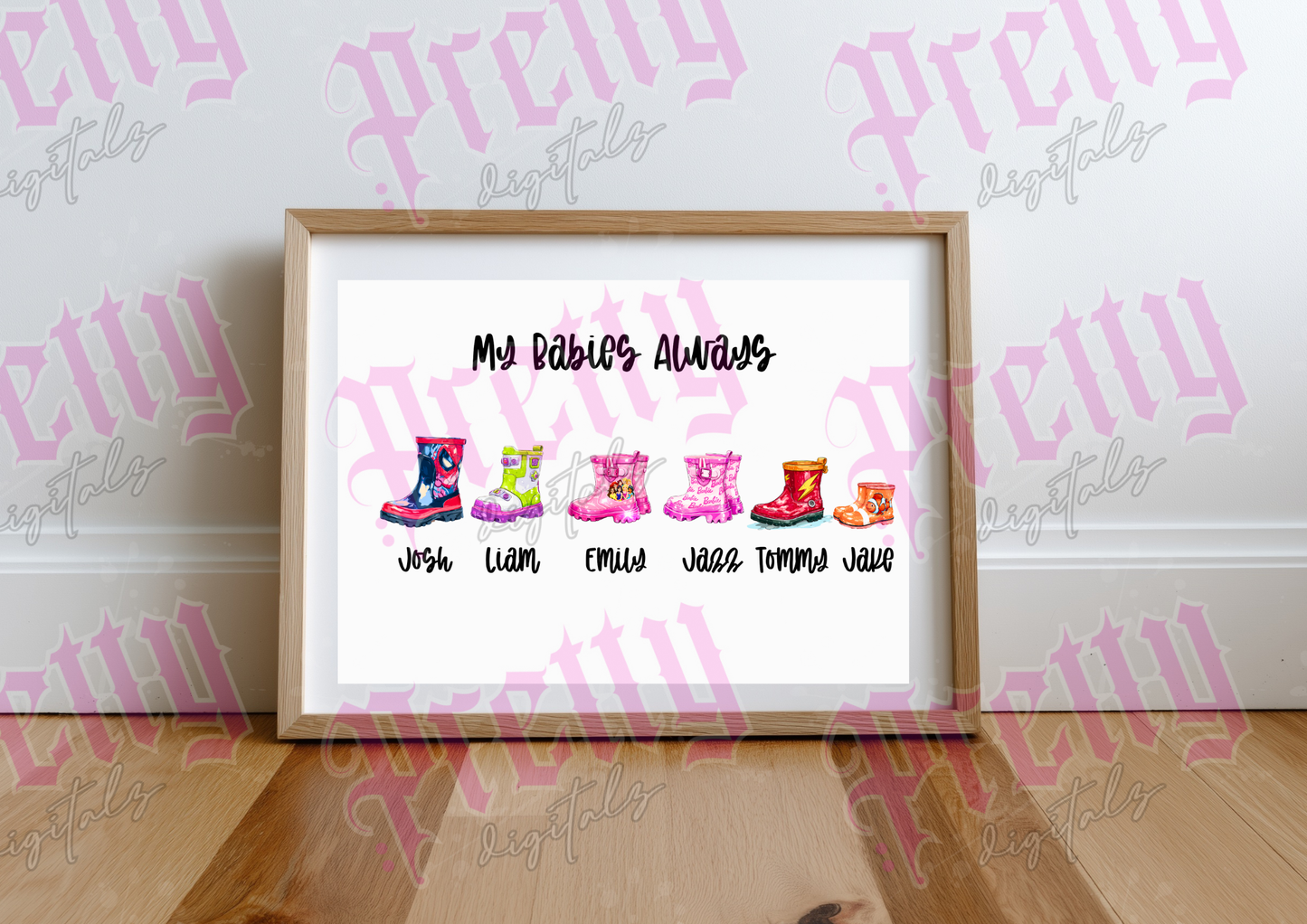 Set of 6 Kids Wellies Clipart | Cute Children’s Boot PNG Bundle | Boys & Girls Rain Boot Illustrations | High-Res PNG for Crafts, Sublimation & Personalised Gifts