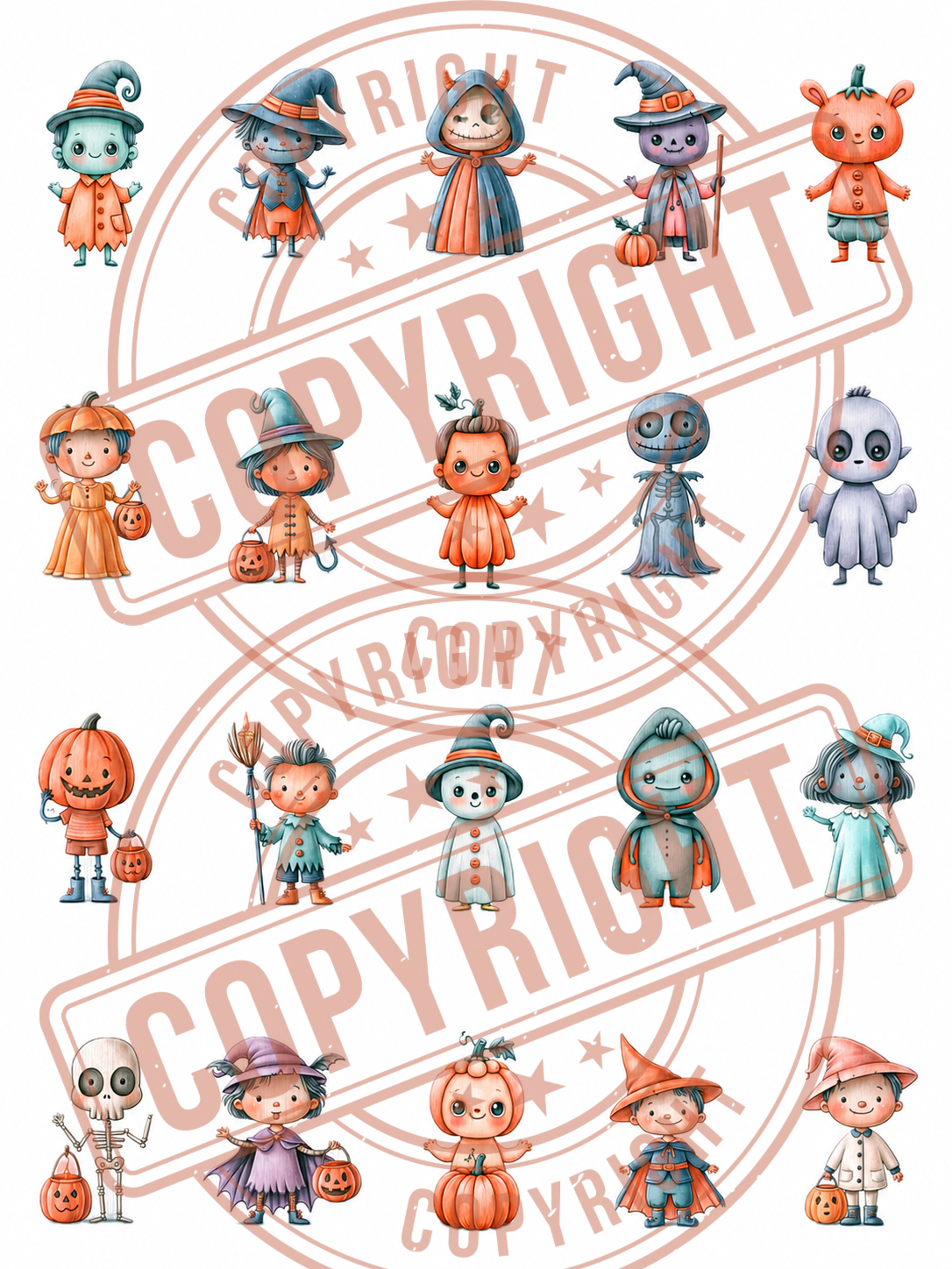 21 Little Horror Clipart PNG Bundle | Cute Halloween Family Character Clipart | Digital Download for Personalised Family Prints