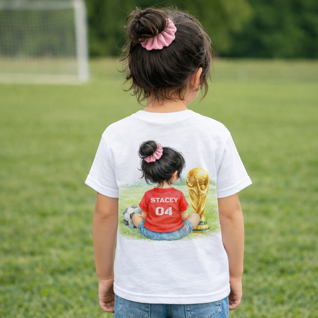 World Cup Kids Football Watercolour Clipart Bundle ⚽ Back View Children Soccer PNG Pack • Trophy & Grass Scene • Sublimation & Craft Digital Download