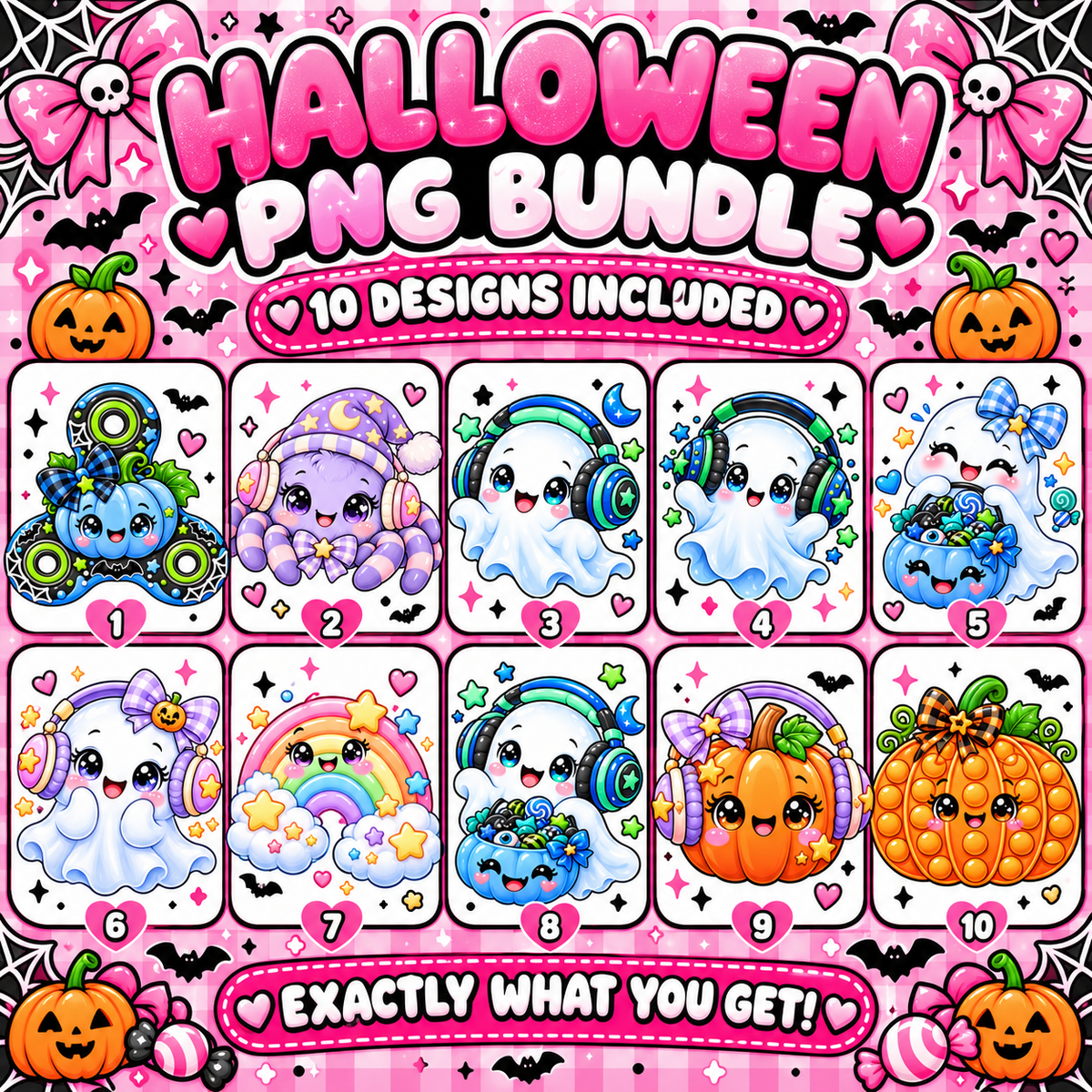 SEN-Friendly Halloween PNG Bundle | Set of 20 Cute Halloween Digital Designs | Ghosts, Fidgets, Headphones & Sensory Clipart