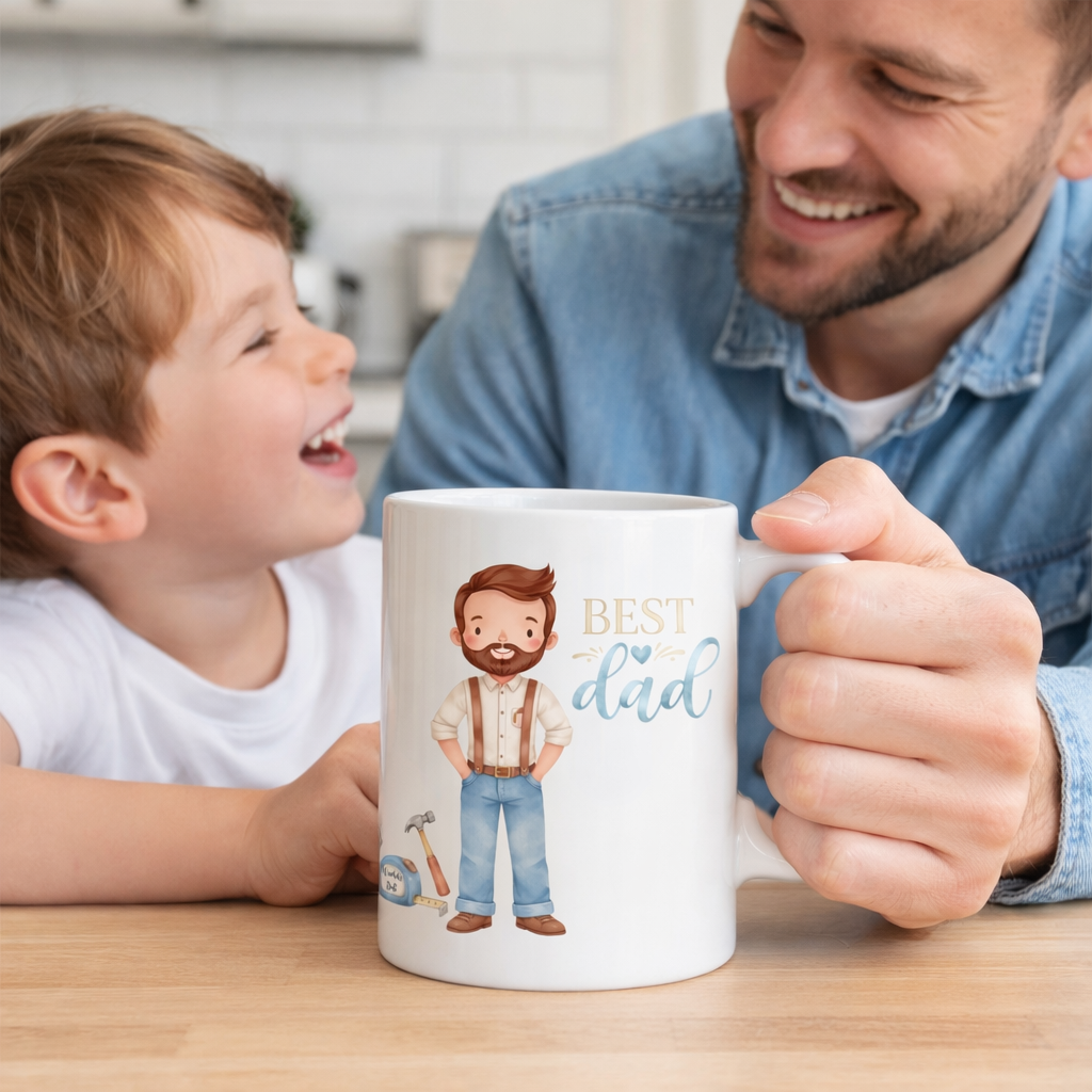 Father’s Day Watercolour Clipart Bundle | Dad Characters, Tools, Bow Ties & Trophy PNG | Sublimation & Craft Graphics