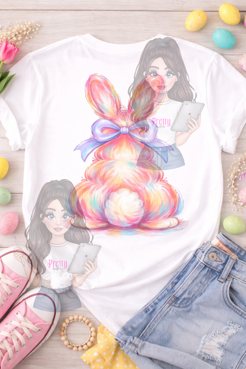 Easter Bunny PNG, Pastel Brushstroke Bunny Design, Cute Easter Sublimation PNG, Kids Easter Shirt Design, Instant Download Digital File