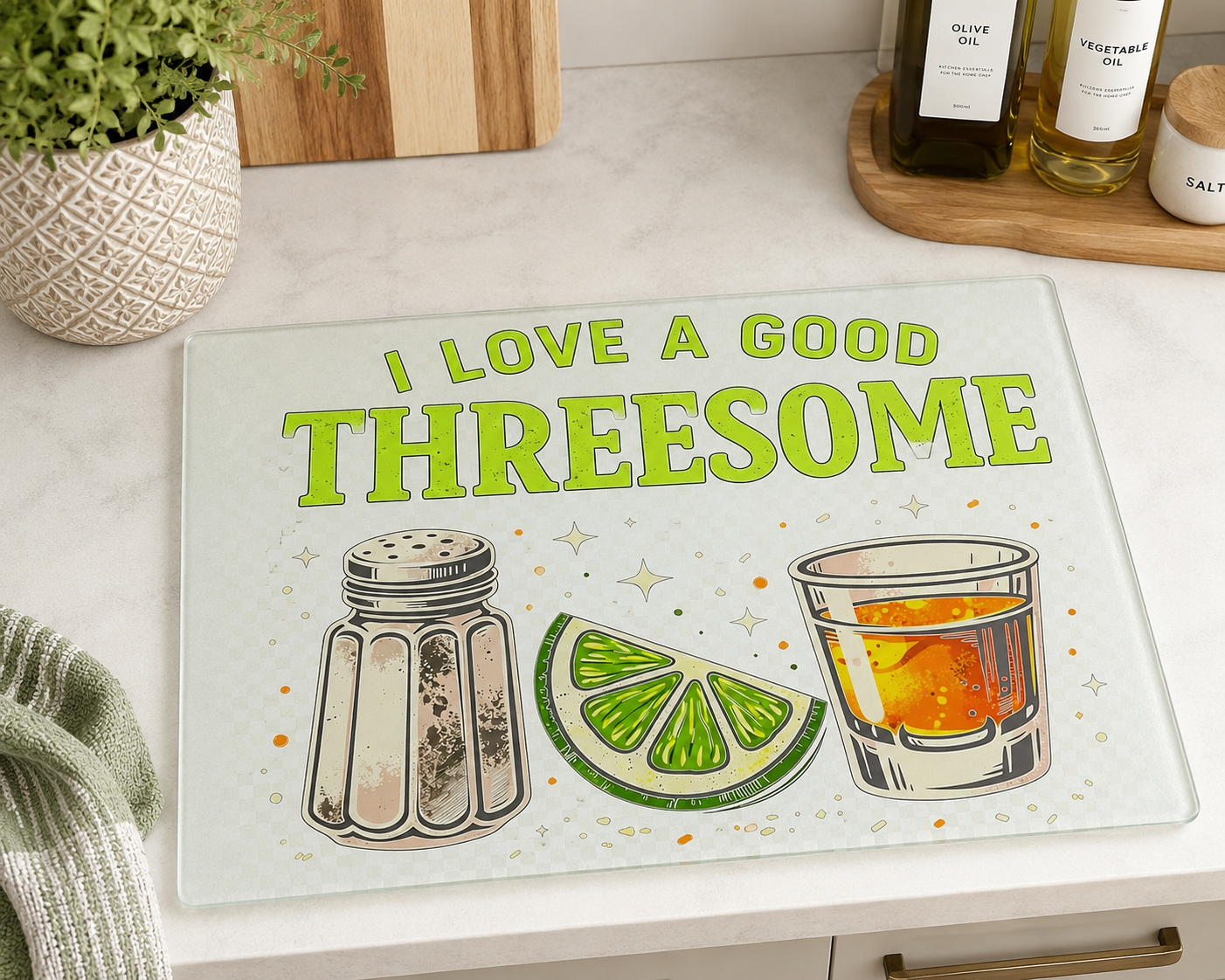 Personalised Glass Chopping Board | Funny Tequila Design