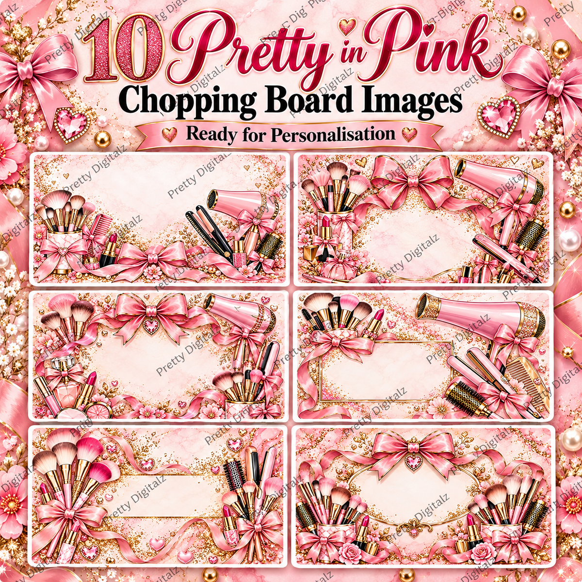 Pretty in Pink 🎀 | 10 Luxury Makeup & Hair Board Designs | PNG Bundle