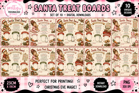Santa Treat Board Bundle | 10 Christmas Eve Treat Board Designs | Digital Download PNG | Personalised Santa Snack Board | Reindeer Carrot Board | Christmas Printable
