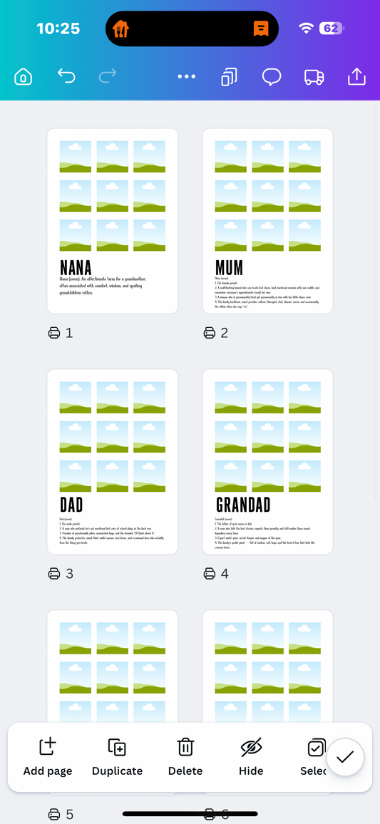 Family Photo Definition Print Bundle – Drag & Drop Canva Template | Nana Mum Dad Grandad Brother Sister Bestie | A4 Photo Collage Print | Instant Edit & Print