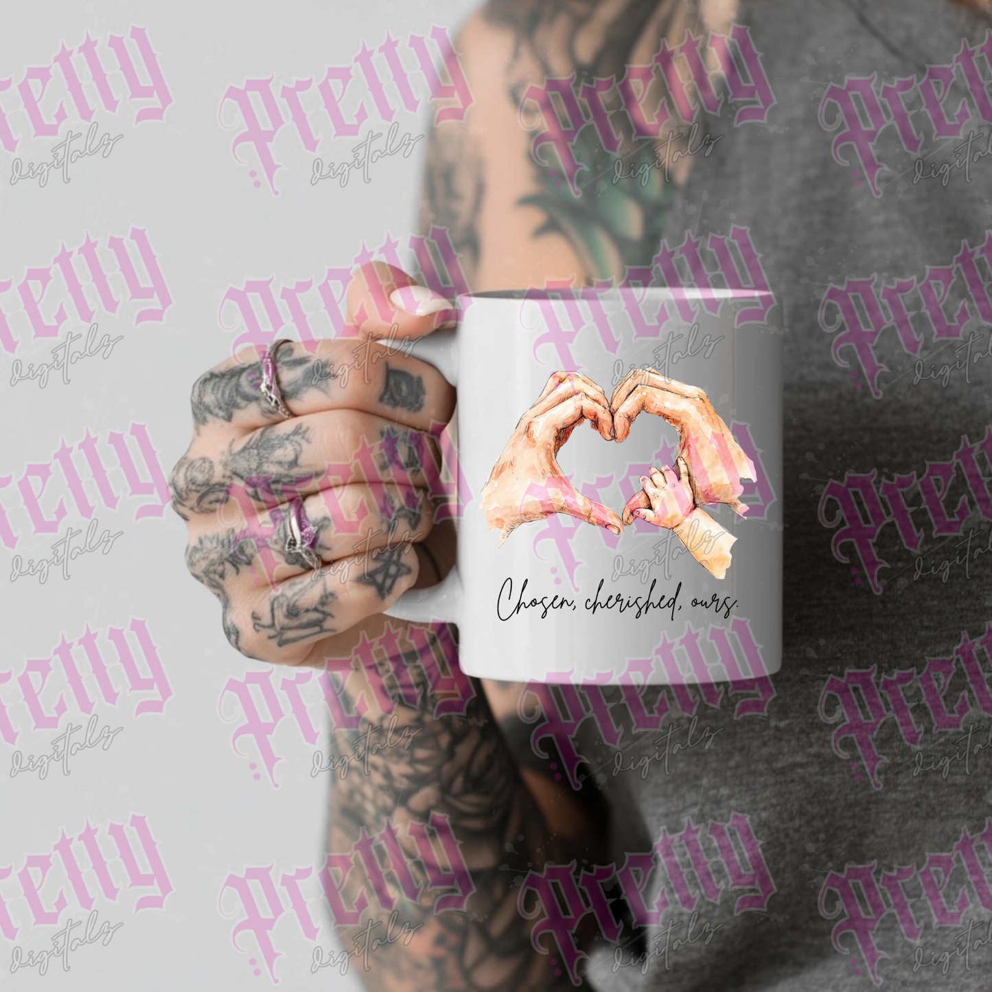 Family Hands Heart PNG | Blended Family Clipart | Co-Parenting Sublimation Design | Bonus Mum Dad Mug Design | Watercolour Hand Heart PNG | 20+ Quotes Included | Digital Download