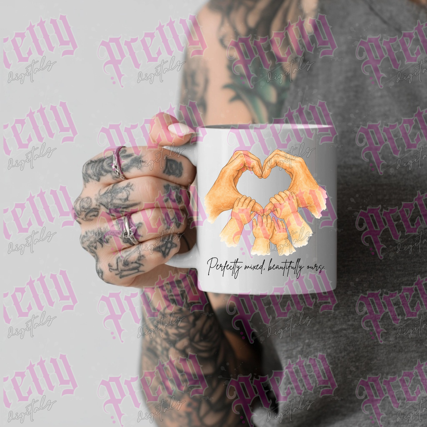 Family Hands Heart PNG | Blended Family Clipart | Co-Parenting Sublimation Design | Bonus Mum Dad Mug Design | Watercolour Hand Heart PNG | 20+ Quotes Included | Digital Download