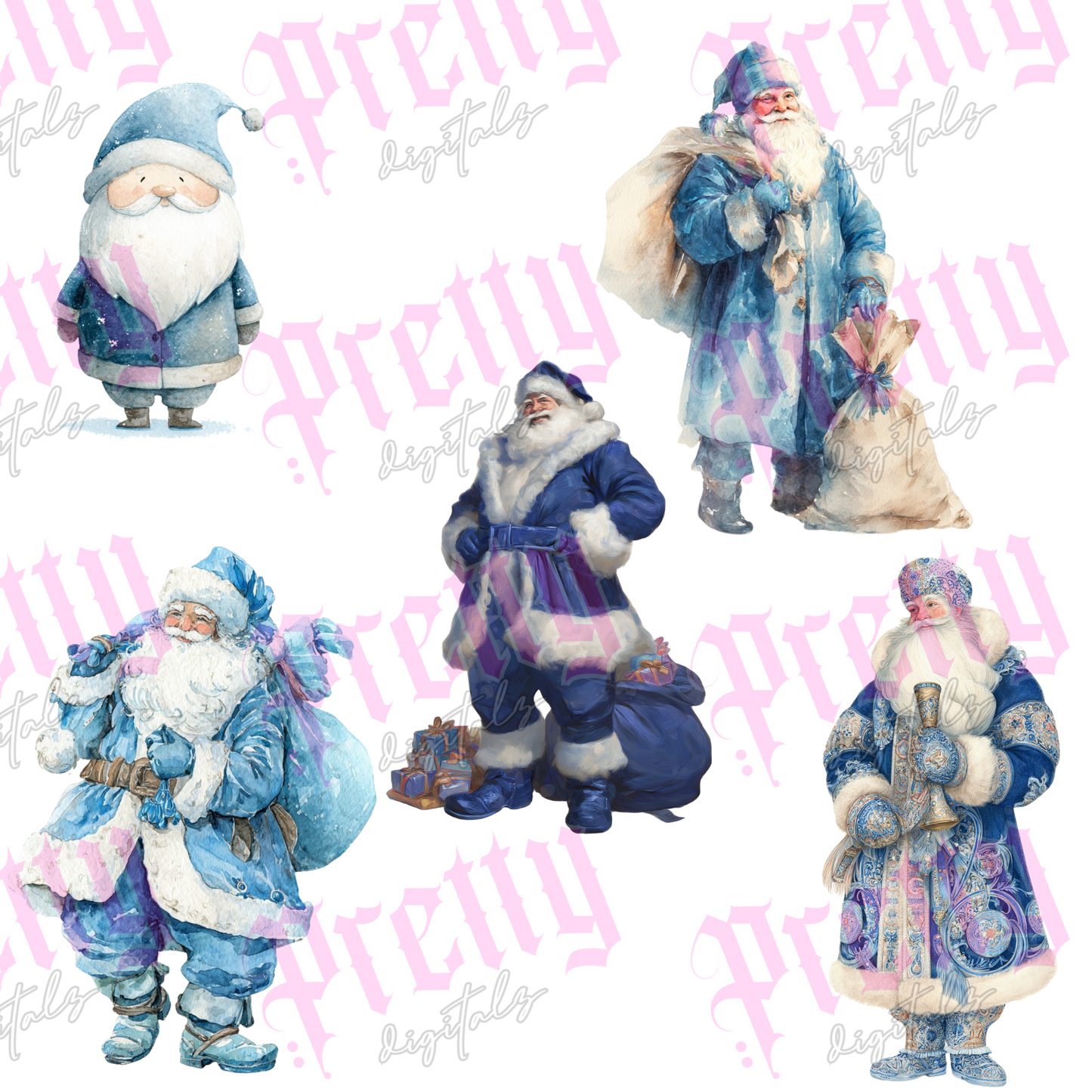 Blue Santa png clipart mix