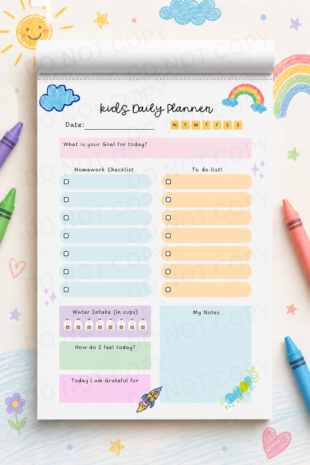 Kids Daily Planner Printable | Children’s To Do List | A4 Tear Off Notepad | Homework Checklist | Routine Planner | Kids Productivity Sheet