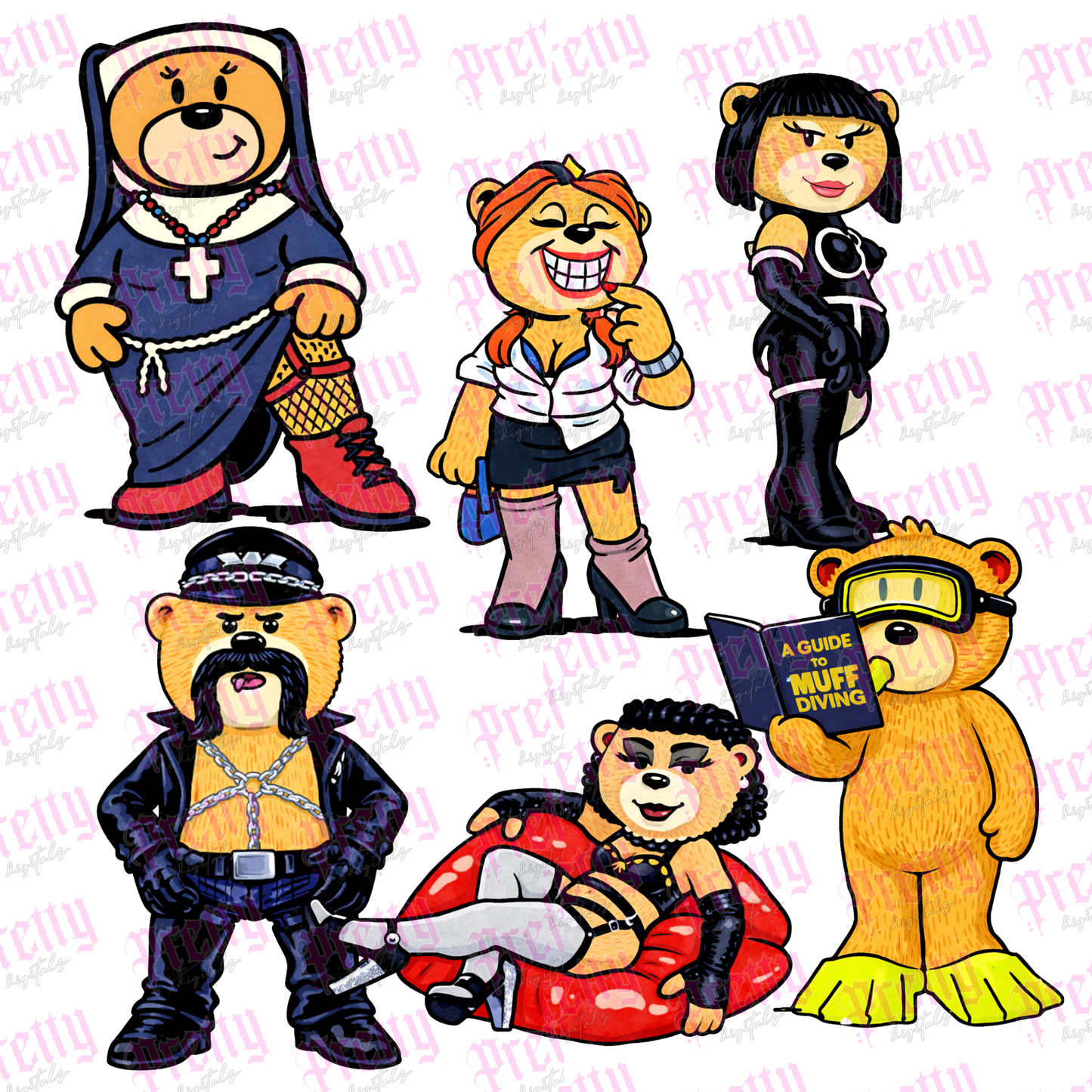 Bad valentines bears png digital download