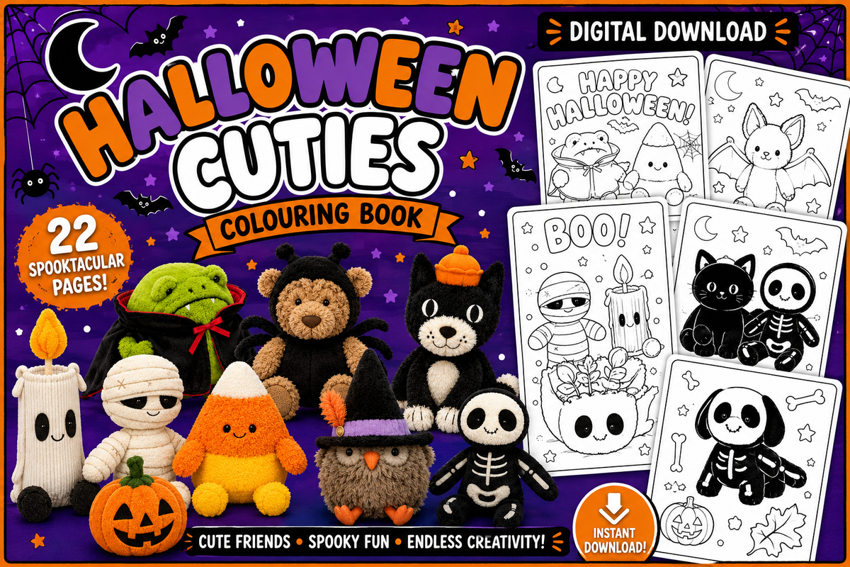 Halloween Cuties printable colouring book preview