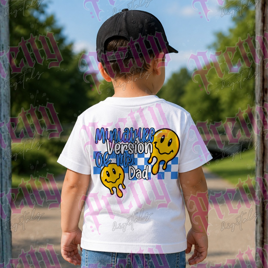 Miniature Version Of My Dad PNG Digital Download | Father’s Day Sublimation PNG | Blue Smiley Graphic Tee Design | 4 Colour Variants