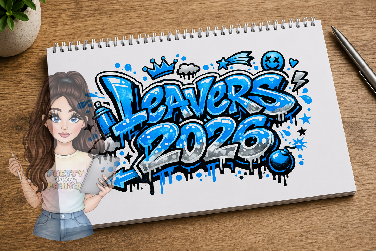 Leavers 2026 Digital Download Bundle Pink & Blue | Personalised School Memory Book Covers | A4 Printable End Of School Keepsake