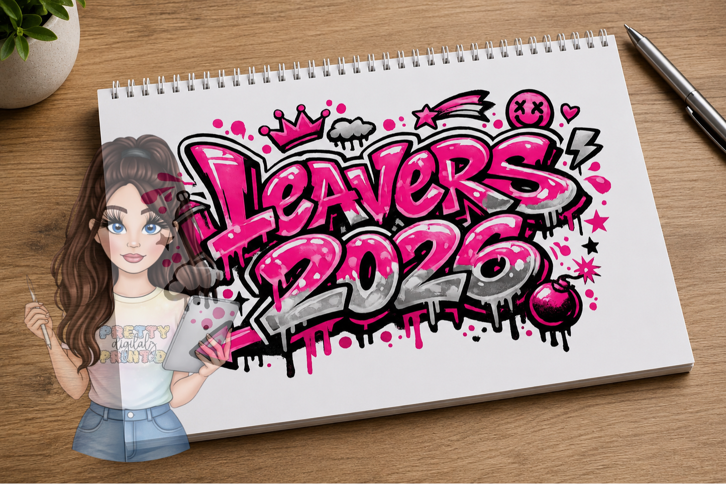Leavers 2026 Digital Download Bundle Pink & Blue | Personalised School Memory Book Covers | A4 Printable End Of School Keepsake
