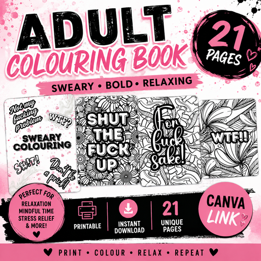 Adult printable colouring book Canva download preview