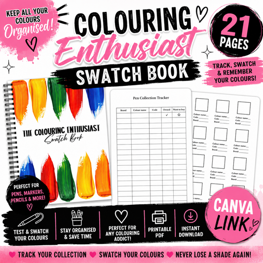 Printable colouring swatch book digital download preview