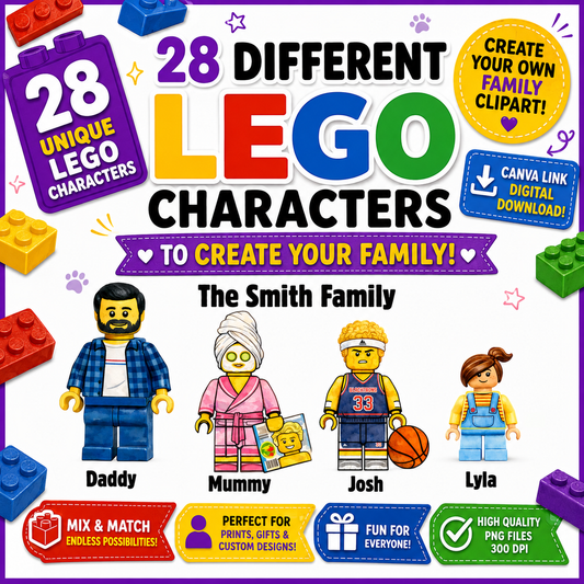Mix and match family character clipart Canva pack preview