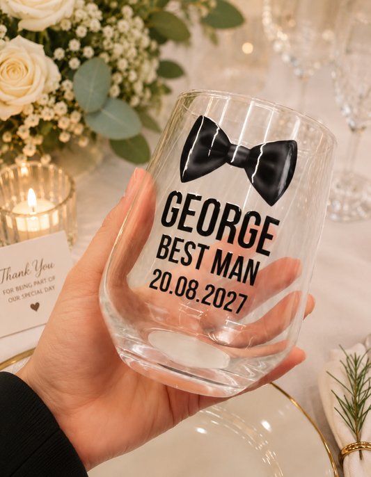 Personalised Wedding Party Glass Tumbler Gift groom husband father of the bride