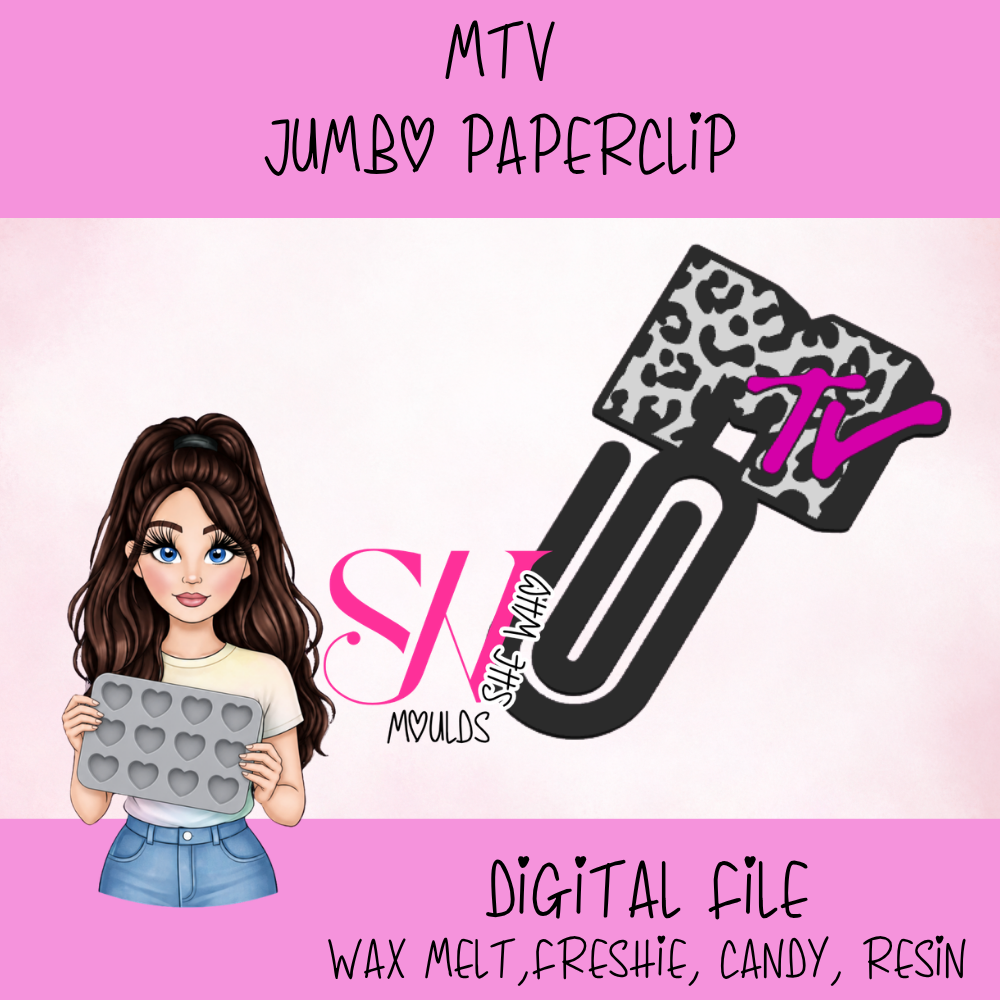 MTV Inspired Jumbo Paper Clip STL File | Retro 90s Desk Accessory | Oversized Bookmark Clip | 3D Print Digital Download
