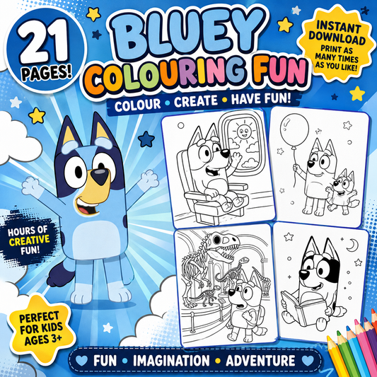 Bluey inspired printable kids colouring book preview