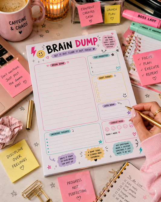 A5 Brain Dump Notepad + A3 Daily DMO Planner

SPECIAL OFFER — BOTH FOR JUST £8 💅