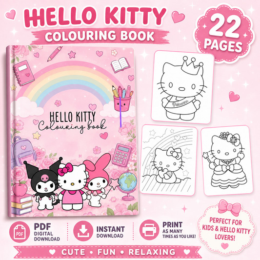 Hello Kitty inspired printable colouring book preview